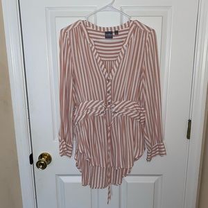 Soho Tan and White Striped Blouse (M)